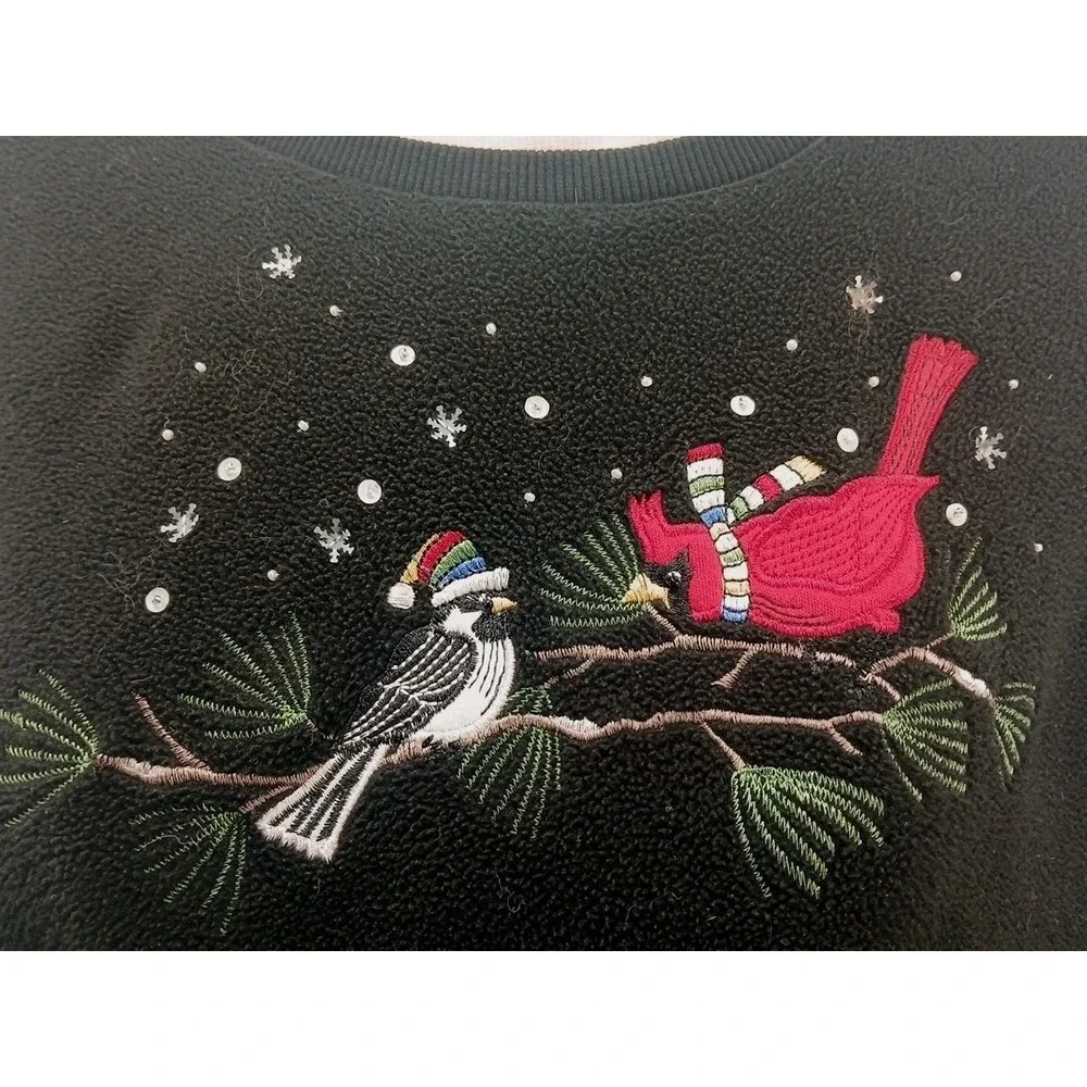 Alfred Dunner Classics Cardinals Embroidered Pullover Sweater '90s Grandma Chic